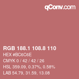 カラーコード: RGB 188.1 108.8 110 | qconv.com