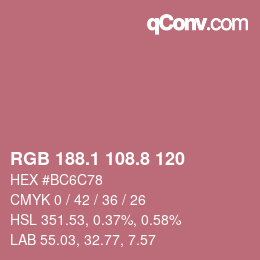 カラーコード: RGB 188.1 108.8 120 | qconv.com