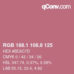 カラーコード: RGB 188.1 108.8 125 | qconv.com