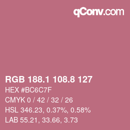 カラーコード: RGB 188.1 108.8 127 | qconv.com