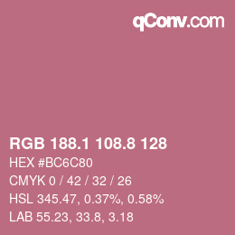 カラーコード: RGB 188.1 108.8 128 | qconv.com