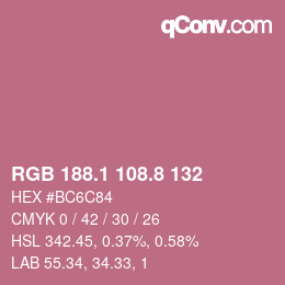 カラーコード: RGB 188.1 108.8 132 | qconv.com