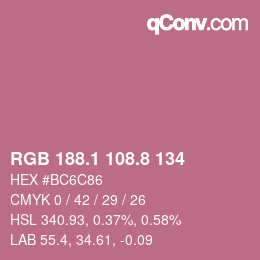 Color code: RGB 188.1 108.8 134 | qconv.com