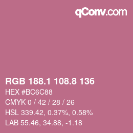 カラーコード: RGB 188.1 108.8 136 | qconv.com