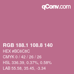 カラーコード: RGB 188.1 108.8 140 | qconv.com