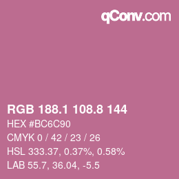 カラーコード: RGB 188.1 108.8 144 | qconv.com