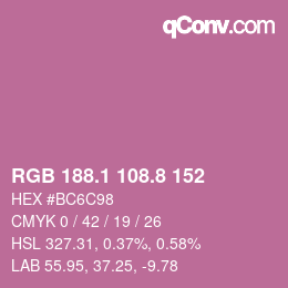 カラーコード: RGB 188.1 108.8 152 | qconv.com