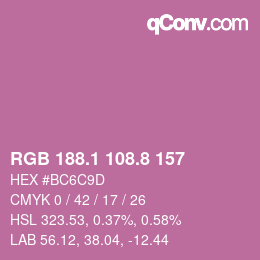 カラーコード: RGB 188.1 108.8 157 | qconv.com