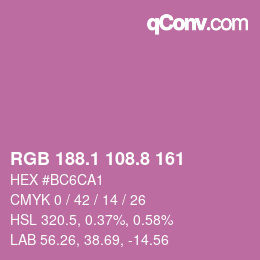 カラーコード: RGB 188.1 108.8 161 | qconv.com