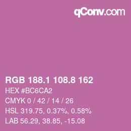 カラーコード: RGB 188.1 108.8 162 | qconv.com