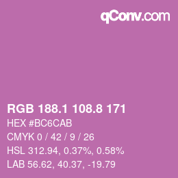 カラーコード: RGB 188.1 108.8 171 | qconv.com