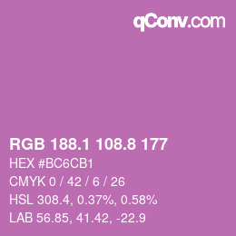 カラーコード: RGB 188.1 108.8 177 | qconv.com