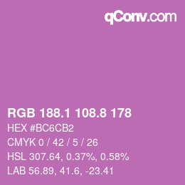 カラーコード: RGB 188.1 108.8 178 | qconv.com