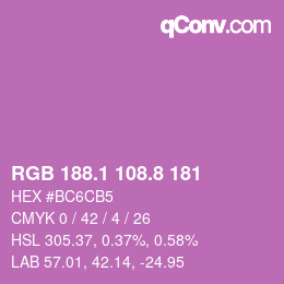 カラーコード: RGB 188.1 108.8 181 | qconv.com