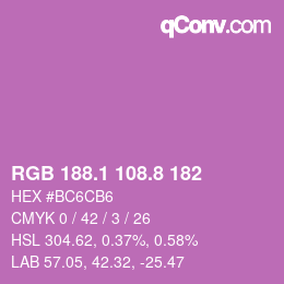 カラーコード: RGB 188.1 108.8 182 | qconv.com
