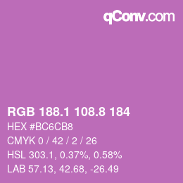 カラーコード: RGB 188.1 108.8 184 | qconv.com