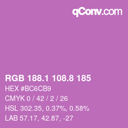 カラーコード: RGB 188.1 108.8 185 | qconv.com