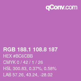 カラーコード: RGB 188.1 108.8 187 | qconv.com