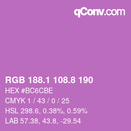 カラーコード: RGB 188.1 108.8 190 | qconv.com
