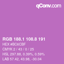 カラーコード: RGB 188.1 108.8 191 | qconv.com