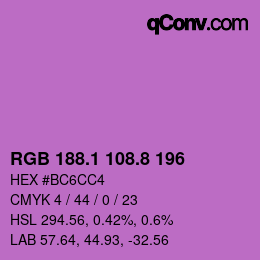 カラーコード: RGB 188.1 108.8 196 | qconv.com