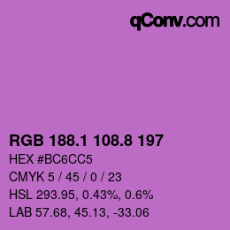 カラーコード: RGB 188.1 108.8 197 | qconv.com