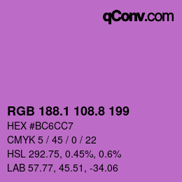 カラーコード: RGB 188.1 108.8 199 | qconv.com