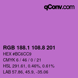 カラーコード: RGB 188.1 108.8 201 | qconv.com