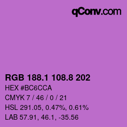 カラーコード: RGB 188.1 108.8 202 | qconv.com