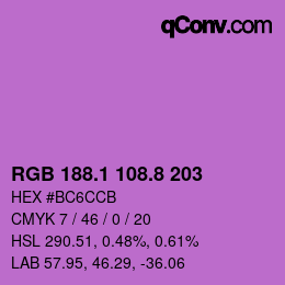 カラーコード: RGB 188.1 108.8 203 | qconv.com