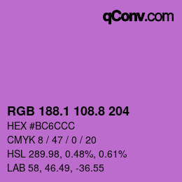 カラーコード: RGB 188.1 108.8 204 | qconv.com