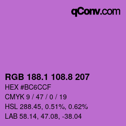 カラーコード: RGB 188.1 108.8 207 | qconv.com