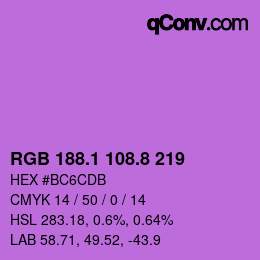 カラーコード: RGB 188.1 108.8 219 | qconv.com
