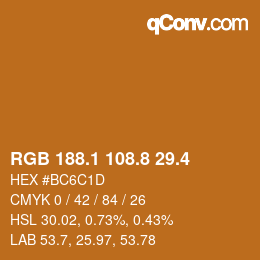 カラーコード: RGB 188.1 108.8 29.4 | qconv.com