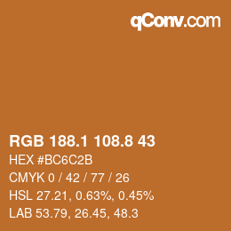 Color code: RGB 188.1 108.8 43 | qconv.com