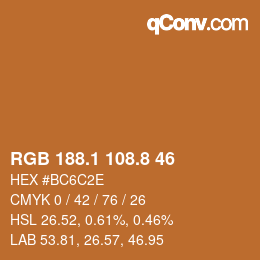 Color code: RGB 188.1 108.8 46 | qconv.com