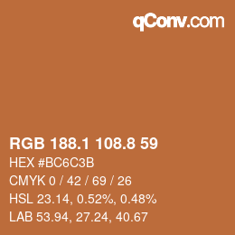 Color code: RGB 188.1 108.8 59 | qconv.com