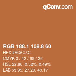 Color code: RGB 188.1 108.8 60 | qconv.com