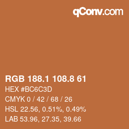 Color code: RGB 188.1 108.8 61 | qconv.com