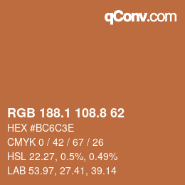 Color code: RGB 188.1 108.8 62 | qconv.com