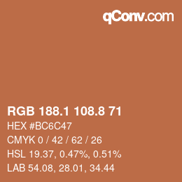 Color code: RGB 188.1 108.8 71 | qconv.com