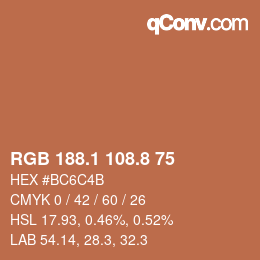 Color code: RGB 188.1 108.8 75 | qconv.com