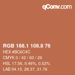 Color code: RGB 188.1 108.8 76 | qconv.com