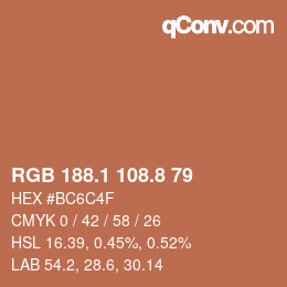 Color code: RGB 188.1 108.8 79 | qconv.com