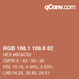 Color code: RGB 188.1 108.8 82 | qconv.com