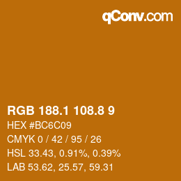 Farbcode: RGB 188.1 108.8 9 | qconv.com