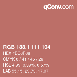 カラーコード: RGB 188.1 111 104 | qconv.com