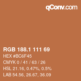 カラーコード: RGB 188.1 111 69 | qconv.com