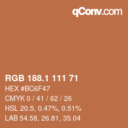 カラーコード: RGB 188.1 111 71 | qconv.com