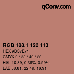 Color code: RGB 188.1 126 113 | qconv.com